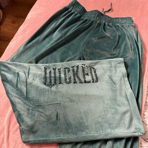 NWOT Wicked Soft Emerald Green Velour Flare Joggers with Rhinestones